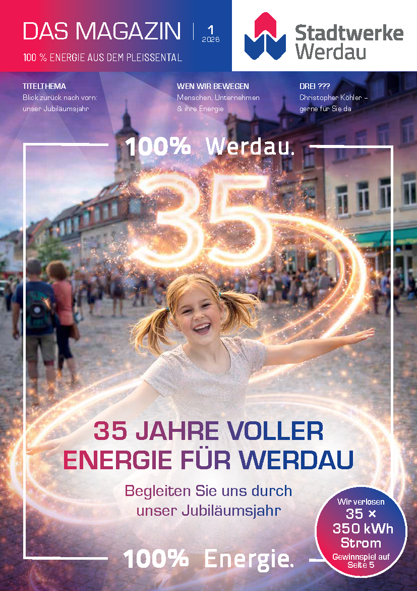 Titelbild Kundenmagazin der Stadtwerke Werdau GmbH Ausgabe 1/2021